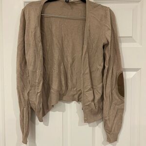 H&M Beige Cardigan with Elbow Patches